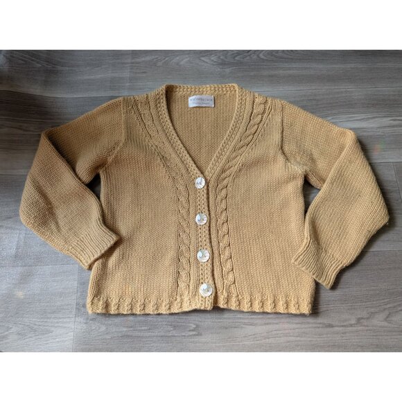 Bernard George Alpaca Womens Cardigan Sweater - Beige Button-Up V-Neck - M - Picture 4 of 8